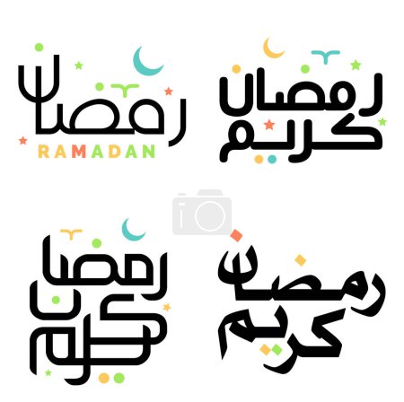 Ilustración de Ilustración vectorial de Black Ramadan Kareem con arte islámico y caligrafía. - Imagen libre de derechos