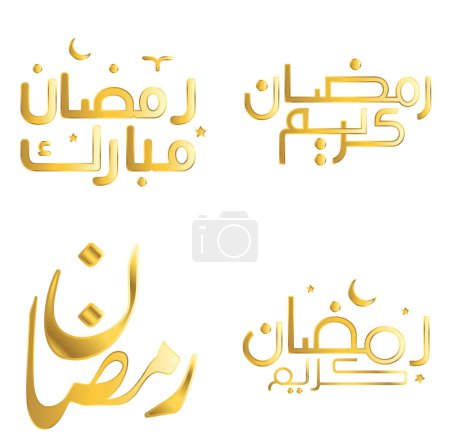Téléchargez les illustrations : Illustration vectorielle du Ramadan Kareem avec une élégante calligraphie arabe dorée. - en licence libre de droit