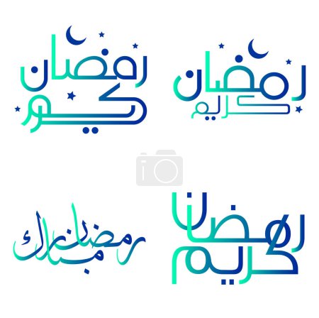 Ilustración de Ramadán Kareem Deseos con Gradiente Verde y Azul Caligrafía Árabe Diseño Vector. - Imagen libre de derechos