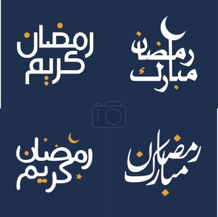 Ilustración de Caligrafía blanca y elementos de diseño naranja Ilustración vectorial para celebrar el mes santo del Ramadán. - Imagen libre de derechos