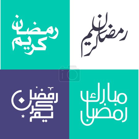 Illustration for Arabic Calligraphy Pack for Celebrating Ramadan Kareem in a Minimalistic Style. - Royalty Free Image