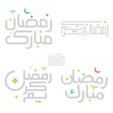 Illustration for Multi-Style Arabic Typography for Ramadan Greetings in Handwriting Calligraphy. - Royalty Free Image