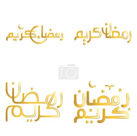 Téléchargez les illustrations : Typographie arabe Illustration vectorielle pour le Ramadan d'or Kareem Salutations et souhaits. - en licence libre de droit