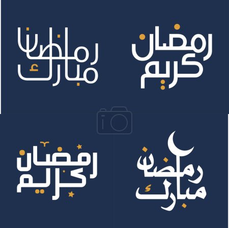 Téléchargez les illustrations : Illustration vectorielle des souhaits du Ramadan Kareem avec calligraphie blanche et éléments de design orange. - en licence libre de droit