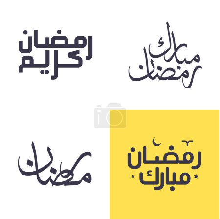 Téléchargez les illustrations : Célébrez le mois de Ramadan avec un pack de calligraphie arabe minimaliste. - en licence libre de droit
