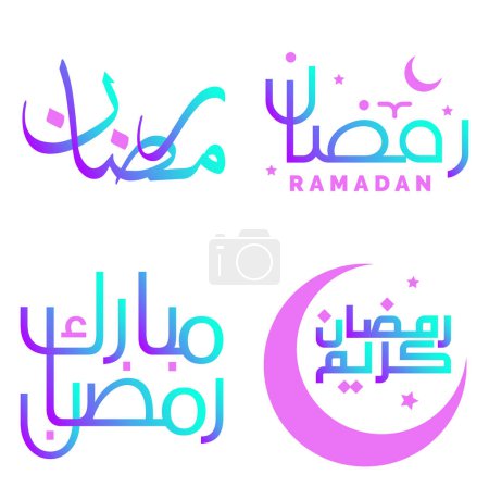 Ilustración de Caligrafía árabe Vector Ilustración para celebrar el gradiente Ramadán Kareem. - Imagen libre de derechos