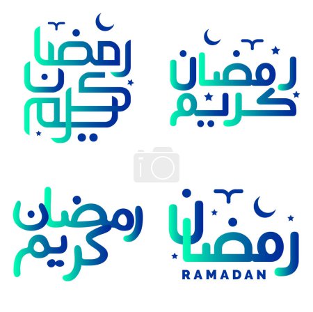 Ilustración de Gradiente Caligrafía árabe verde y azul Vector Ilustración para celebraciones musulmanas. - Imagen libre de derechos