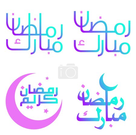 Téléchargez les illustrations : Design vectoriel Ramadan Kareem dégradé avec calligraphie arabe pour salutations musulmanes. - en licence libre de droit