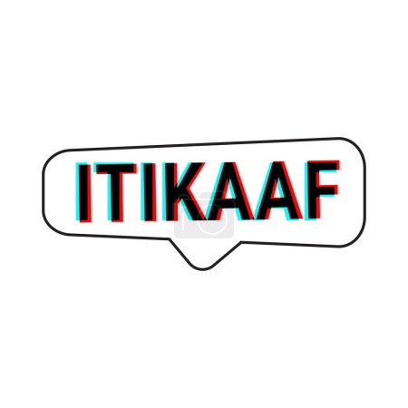 Illustration for Itikaaf White Vector Callout Banner with Information on Donations and Seclusion During Ramadan - Royalty Free Image