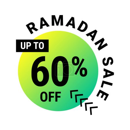 Téléchargez les illustrations : Ramadan Super Vente Obtenez jusqu'à 60 % de rabais sur la bannière de fond à pois verts - en licence libre de droit