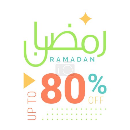 Téléchargez les illustrations : Bannière verte avec calligraphie arabe pour la vente Ramadan Économisez jusqu'à 80 % - en licence libre de droit