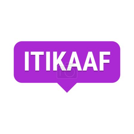 Illustration for Itikaaf Purple Vector Callout Banner with Information on Donations and Seclusion During Ramadan - Royalty Free Image