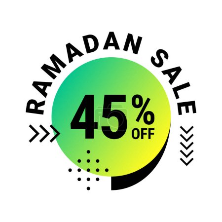 Ilustración de Ramadán Super Venta Obtener Hasta 45% De Descuento en Green Dotted banner de fondo - Imagen libre de derechos