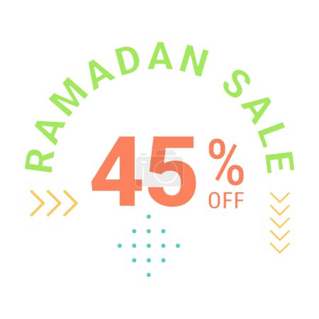 Téléchargez les illustrations : Rabais exclusifs du Ramadan Jusqu'à 45 % de réduction sur la bannière verte avec calligraphie arabe - en licence libre de droit