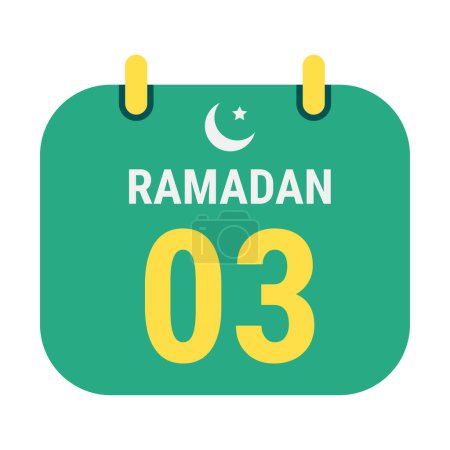 Illustration for Countdown to 3rd Ramadan Celebrate with White and Golden Crescent Moons. and English Ramadan Text. - Royalty Free Image