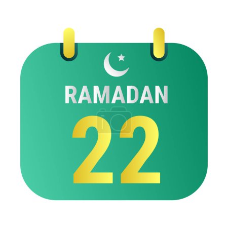 Ilustración de 22º Ramadán Celebra con Lunas Blancas y Media Luna Dorada. y Español Ramadán Texto. - Imagen libre de derechos