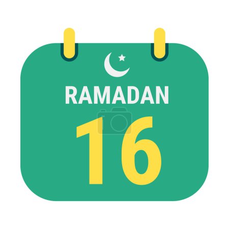 Ilustración de 16º Ramadán Celebra con Lunas Blancas y Media Luna Dorada. y Español Ramadán Texto. - Imagen libre de derechos