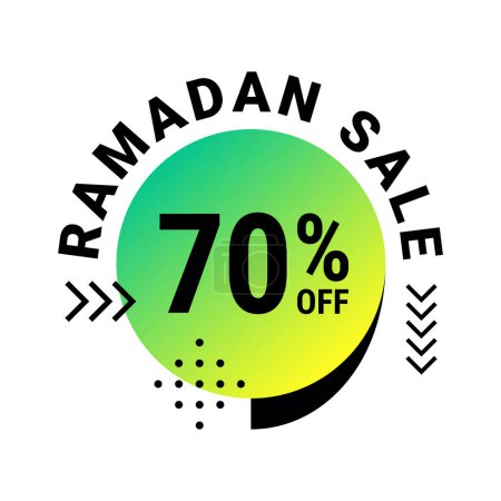 Téléchargez les illustrations : Ramadan Super Vente Obtenez jusqu'à 70 % de rabais sur la bannière de fond à pois verts - en licence libre de droit