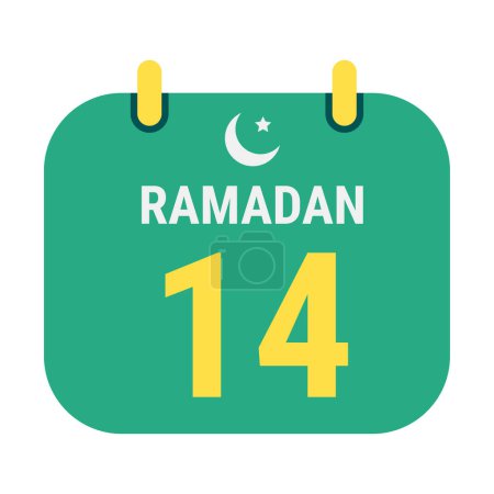 Ilustración de 14º Ramadán Celebra con Lunas Blancas y Media Luna Dorada. y Español Ramadán Texto. - Imagen libre de derechos