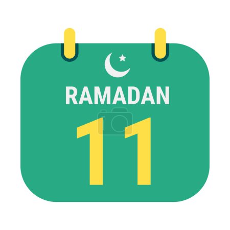 Ilustración de 11º Ramadán Celebra con Lunas Blancas y Media Luna Dorada. y Español Ramadán Texto. - Imagen libre de derechos