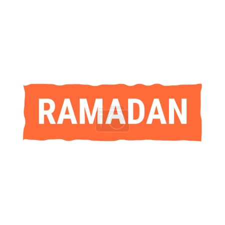 Illustration for Ramadan Kareem Orange Vector Callout Banner with Moon and Arabic Typography - Royalty Free Image