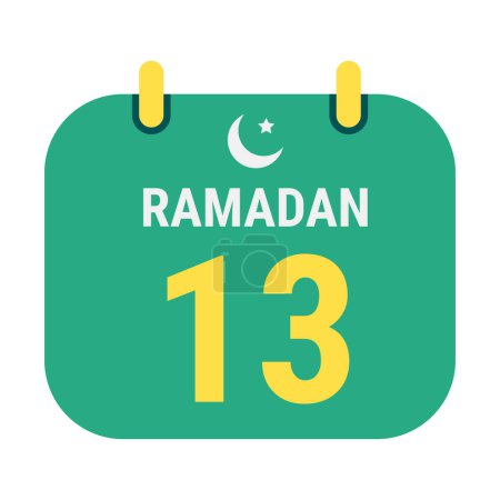 Téléchargez les illustrations : 13e Ramadan Célébrez avec White et Golden Crescent Moons. et texte anglais du Ramadan. - en licence libre de droit