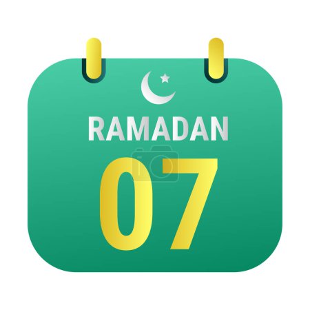 Illustration for 7th Ramadan Celebrate with White and Golden Crescent Moons. and English Ramadan Text. - Royalty Free Image