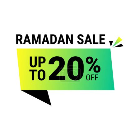 Ilustración de Ramadán Super Venta Obtener Hasta 20% De Descuento en Green Dotted banner de fondo - Imagen libre de derechos