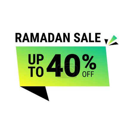 Ilustración de Ramadán Super Venta Obtener Hasta 40% De Descuento en Green Dotted banner de fondo - Imagen libre de derechos