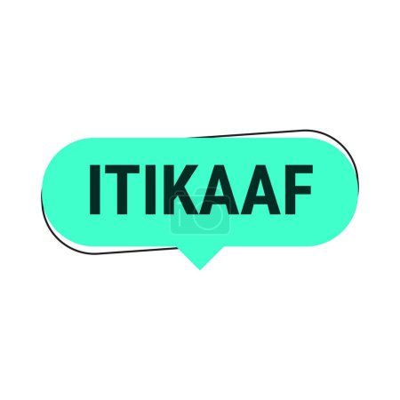 Illustration for Itikaaf turquoise Vector Callout Banner with Information on Donations and Seclusion During Ramadan - Royalty Free Image