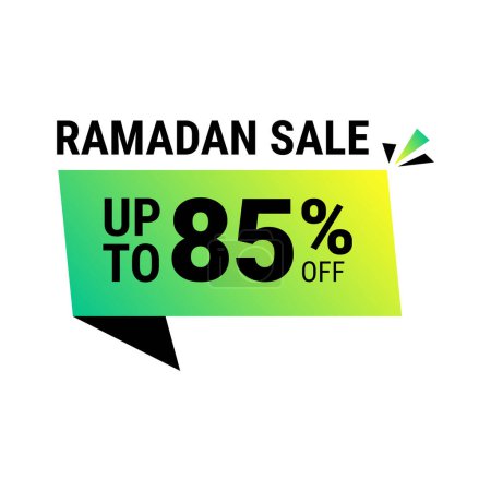 Téléchargez les illustrations : Ramadan Super Vente Obtenez jusqu'à 85 % de rabais sur la bannière de fond à pois verts - en licence libre de droit