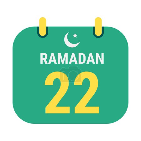 Illustration for 22nd Ramadan Celebrate with White and Golden Crescent Moons. and English Ramadan Text. - Royalty Free Image