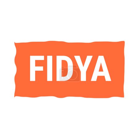 Ilustración de Fidya Orange Vector Callout Banner con información sobre donaciones y reclusión durante el Ramadán - Imagen libre de derechos