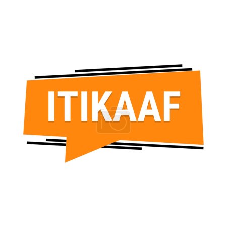 Ilustración de Itikaaf Orange Vector Callout Banner con información sobre donaciones y reclusión durante el Ramadán - Imagen libre de derechos
