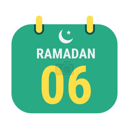 Illustration for 6th Ramadan Celebrate with White and Golden Crescent Moons. and English Ramadan Text. - Royalty Free Image