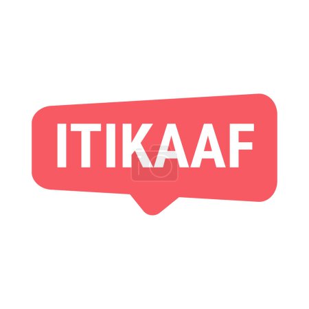 Illustration for Itikaaf Red Vector Callout Banner with Information on Donations and Seclusion During Ramadan - Royalty Free Image