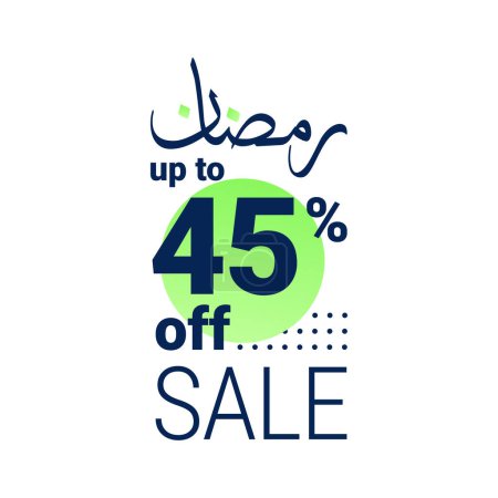 Illustration for Ramadan Super Sale Get Up to 45% Off on Dotted Background Banner - Royalty Free Image