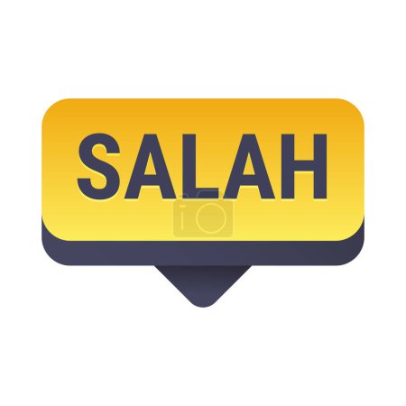 Illustration for Salah Yellow Vector Callout Banner with Information on Fasting and Prayer in Ramadan - Royalty Free Image