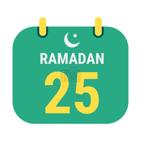 Téléchargez les illustrations : 25e Ramadan Célébrez avec White et Golden Crescent Moons. et texte anglais du Ramadan. - en licence libre de droit