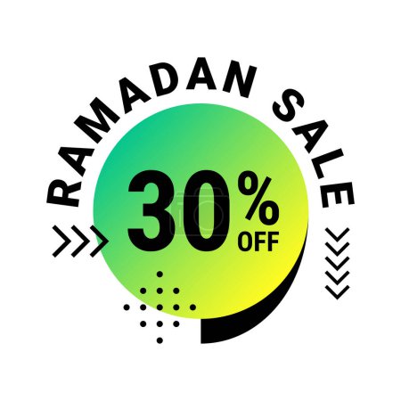 Téléchargez les illustrations : Ramadan Super Vente Obtenez jusqu'à 30 % de rabais sur la bannière de fond à pois verts - en licence libre de droit