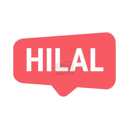 Illustration for Hilal Sighting Red Vector Callout Banner with Information on the Crescent Moon - Royalty Free Image