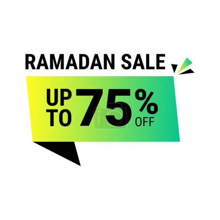 Ilustración de Ramadán Super Venta Obtener Hasta 75% De Descuento en Green Dotted banner de fondo - Imagen libre de derechos