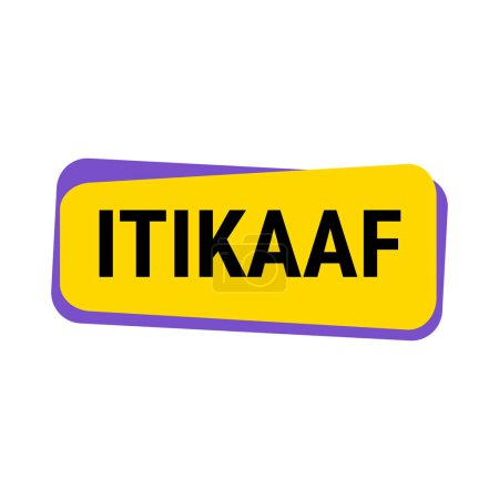 Illustration for Itikaaf Yellow Vector Callout Banner with Information on Donations and Seclusion During Ramadan - Royalty Free Image