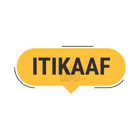 Illustration for Itikaaf Orange Vector Callout Banner with Information on Donations and Seclusion During Ramadan - Royalty Free Image