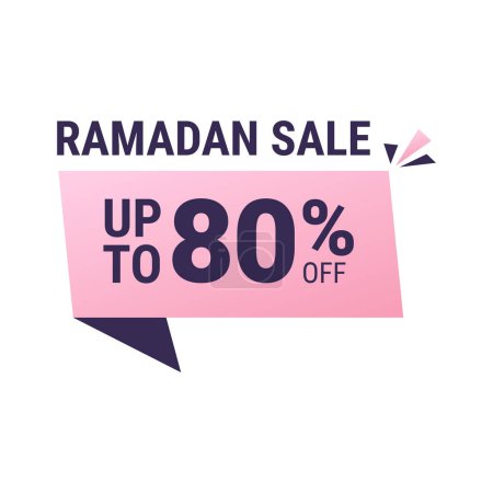 Illustration for Ramadan Super Sale Get Up to 80% Off on Dotted Background Banner - Royalty Free Image
