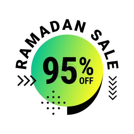 Illustration for Ramadan Super Sale Get Up to 95% Off on Green Dotted Background Banner - Royalty Free Image