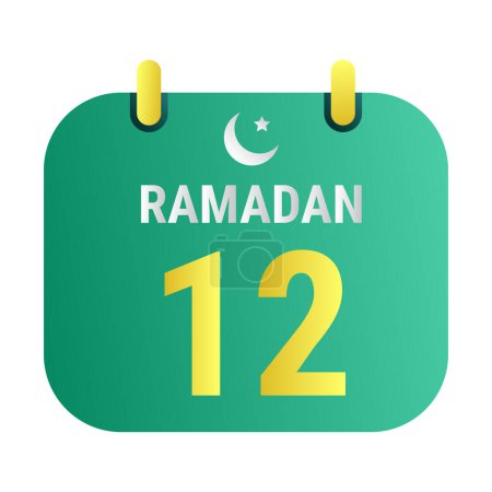 Ilustración de 12º Ramadán Celebra con Lunas Blancas y Media Luna Dorada. y Español Ramadán Texto. - Imagen libre de derechos
