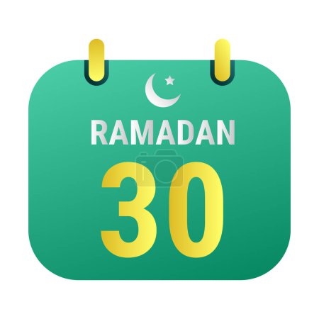 Ilustración de 30º Ramadán Celebra con Lunas Blancas y Media Luna Dorada. y Español Ramadán Texto. - Imagen libre de derechos