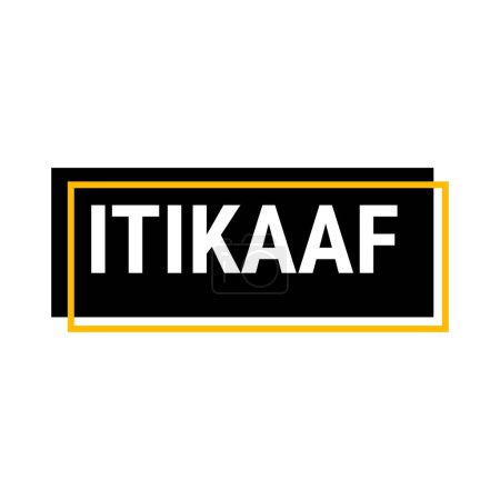 Illustration for Itikaaf Black Vector Callout Banner with Information on Donations and Seclusion During Ramadan - Royalty Free Image
