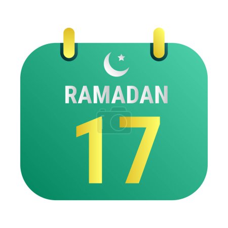 Ilustración de 17º Ramadán Celebra con Lunas Blancas y Media Luna Dorada. y Español Ramadán Texto. - Imagen libre de derechos